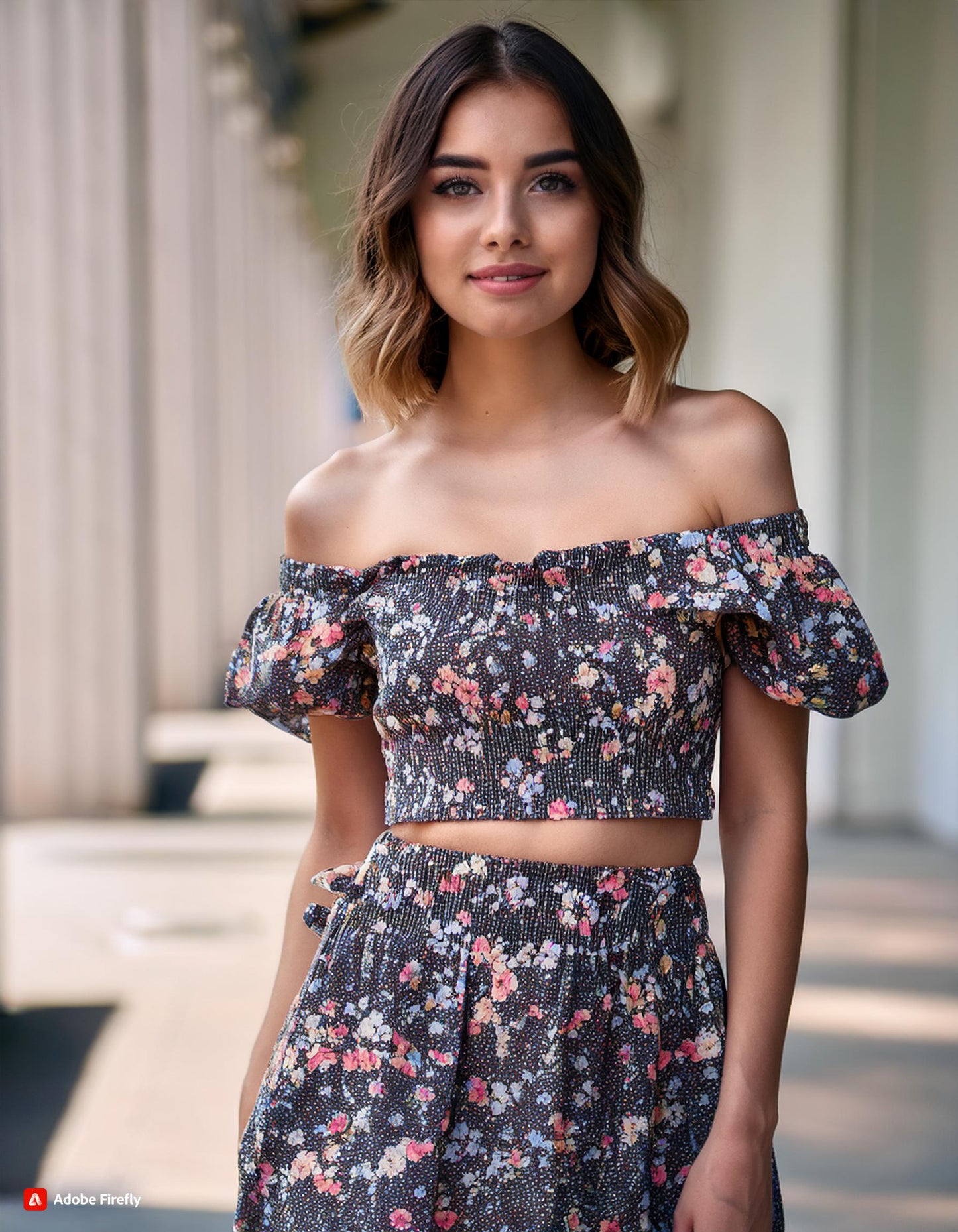 Floral Off Shoulder Knot Top